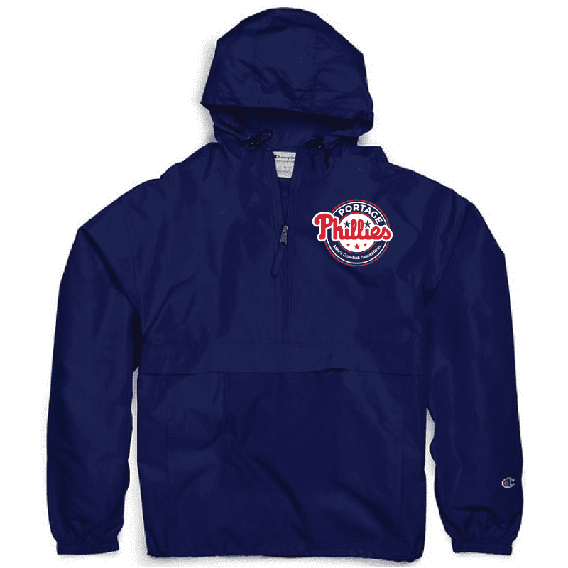 Navy CO200 Champion Packable Anorak 1-4 Zip Jacket with Portage Phillies logo